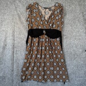 Y2K Apostrophe Babydoll Tunic top Dress Womens XL‎ Tie Waist Retro Stretch